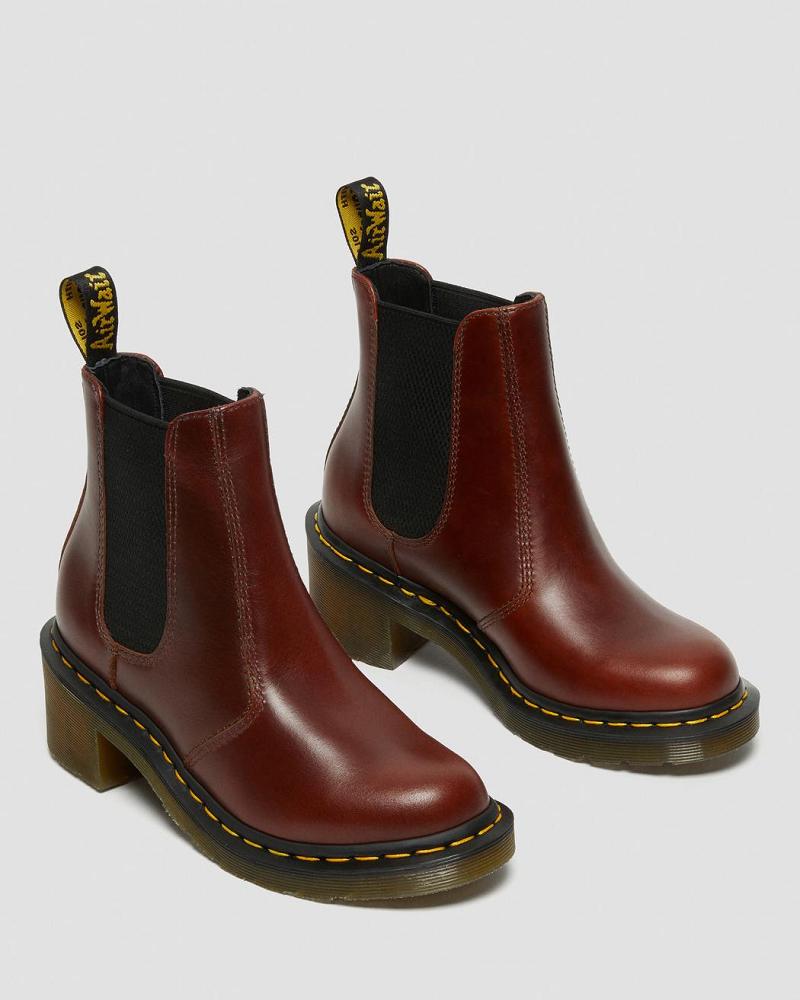 Dr Martens Cadence Leren Hak Enkellaars Dames Bruin | NL 716NWY